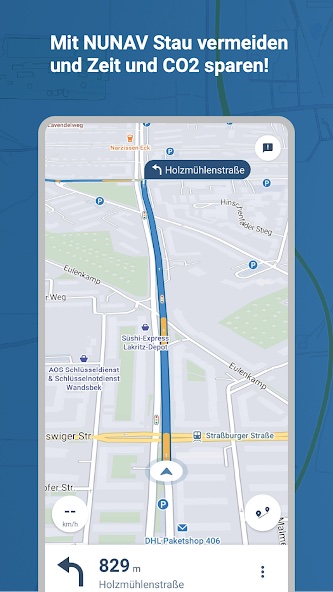 Active route guidance in NUNAV Navigation