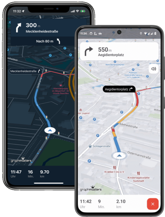NUNAV Navigation in light and dark map mode