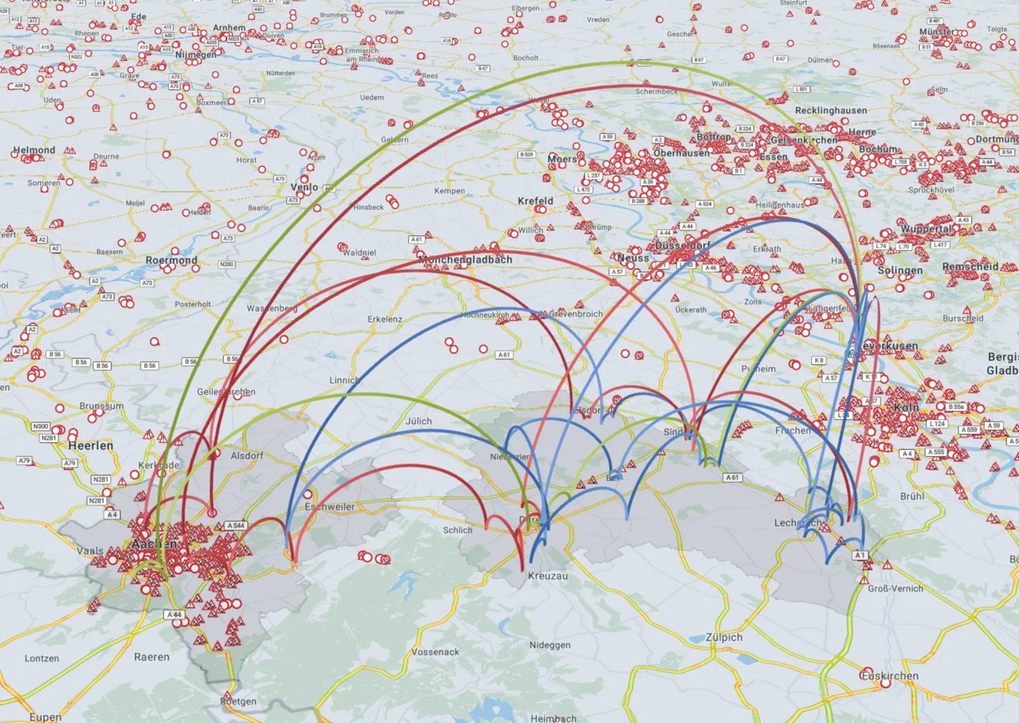 NUNAV Courier displays a parcel route across multiple delivery areas on a map